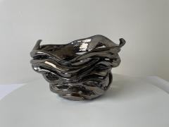 R A Pesce Whirlwind Ceramic Vessel Deco Black Glaze R A Pesce - 3890422