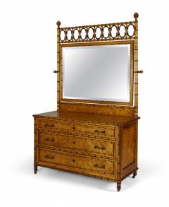 R J Horner Aesthetic Movement Faux Bamboo Birdseye Maple Dresser with Mirror - 2793790