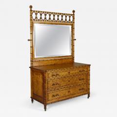 R J Horner Aesthetic Movement Faux Bamboo Birdseye Maple Dresser with Mirror - 2796929