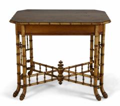 R J Horner Aesthetic Movement Faux Bamboo Birdseye Maple Occasional Table - 2793242