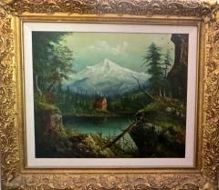 R Jones Oil Painting on Board of Mount Hood by R Jones Circa 1907 - 285667