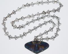 R Lalique Iridescent Bat with Silver Art Nouveau Chain - 733813