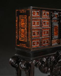 RARE 17TH CENTURY NEAPOLITAN EBONY TORTOISESHELL AND MOTHER OF PEARL CABINET - 2421336