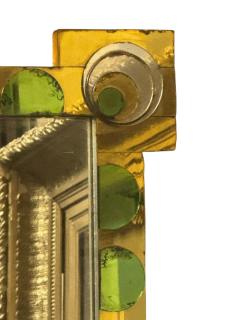 RARE ART DECO YELLOW GREEN MIRROR CIRCLES DESIGN FRAME RECTANGULAR MIRROR - 4466681