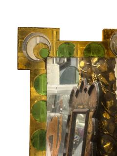 RARE ART DECO YELLOW GREEN MIRROR CIRCLES DESIGN FRAME RECTANGULAR MIRROR - 4466684