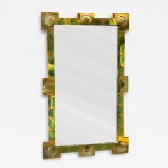 RARE ART DECO YELLOW GREEN MIRROR CIRCLES DESIGN FRAME RECTANGULAR MIRROR - 4467686