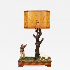 RARE CARVED FOLK ART LAMP - 1858176