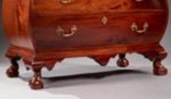 RARE CHIPPENDALE BOMBE CHEST OF DRAWERS WITH BALL AND CLAW FEET - 3027516