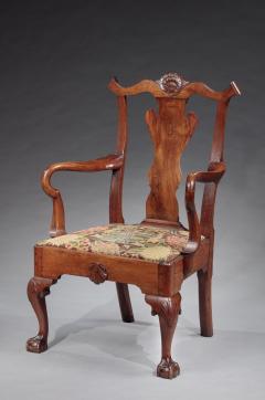 RARE CHIPPENDALE GOOSENECK ARMCHAIR - 4361223