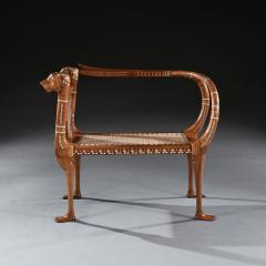 RARE EXHIBITION QUALITY EGYPTIAN REVIVAL WALNUT AND INLAID BENCH OR WINDOW SEAT - 3367963