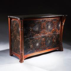 RARE FRENCH ART NOUVEAU LEATHER LINED MARBLE TOP COMMODE - 2589442