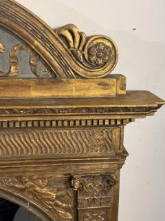 RARE GUSTAVIAN CARVED GILT WOOD EAGLE CREST CORINTHIAN COLUMN MIRROR - 4156671