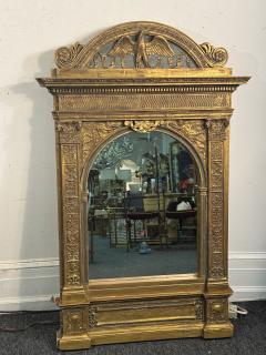 RARE GUSTAVIAN CARVED GILT WOOD EAGLE CREST CORINTHIAN COLUMN MIRROR - 4156673