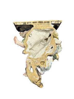 RARE ITALIAN CERAMIC PAIR OF CHERUB ANGEL SEALIFE BIRDS WALL SHELF SCONCES - 4472593