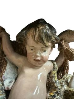 RARE ITALIAN CERAMIC PAIR OF CHERUB ANGEL SEALIFE BIRDS WALL SHELF SCONCES - 4472594