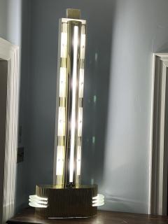 RARE MONUMENTAL POLISHED BRASS AND GLASS ART DECO SCONCES WITH STAR ACCENTS - 3522408