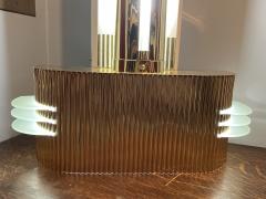 RARE MONUMENTAL POLISHED BRASS AND GLASS ART DECO SCONCES WITH STAR ACCENTS - 3522410