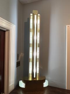 RARE MONUMENTAL POLISHED BRASS AND GLASS ART DECO SCONCES WITH STAR ACCENTS - 3522413