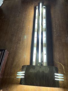 RARE MONUMENTAL POLISHED BRASS AND GLASS ART DECO SCONCES WITH STAR ACCENTS - 3522415