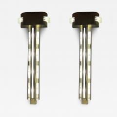 RARE MONUMENTAL POLISHED BRASS AND GLASS ART DECO SCONCES WITH STAR ACCENTS - 3527778