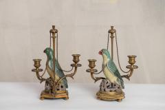 RARE PAIR OF 18TH CENTURY 19TH CENTURY CHINESE PORCELAIN PARROTS CANDELABRA - 3022465