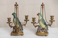 RARE PAIR OF 18TH CENTURY 19TH CENTURY CHINESE PORCELAIN PARROTS CANDELABRA - 3022512