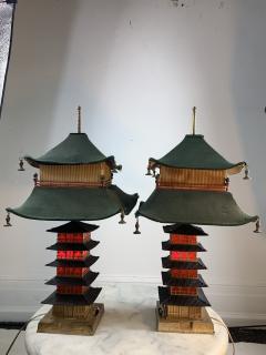 RARE PAIR OF ART DECO PAGODA LAMPS - 1158711