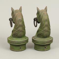 RARE PAIR OF CAST IRON HORSE HEAD HITCHING POSTS - 3018677