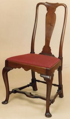 RARE QUEEN ANNE SIDE CHAIR WITH ROUNDED STILES AND A FLAT STRETCHER - 3060625