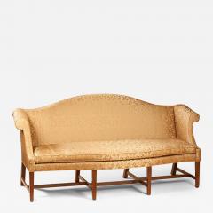 RARE TRANSITIONAL CHIPPENDALE SERPENTINE FRONT RAIL CAMELBACK SOFA - 3074651