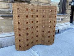 RARE WATER HYACINTHS AND TEAK SCREEN ROOM DIVIDER - 3267907