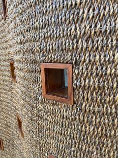 RARE WATER HYACINTHS AND TEAK SCREEN ROOM DIVIDER - 3267911