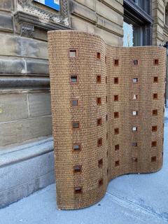 RARE WATER HYACINTHS AND TEAK SCREEN ROOM DIVIDER - 3267957