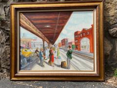 RETRO SCENE OF RAILROAD PLATFORM WPA STYLE PAINTING - 2474732