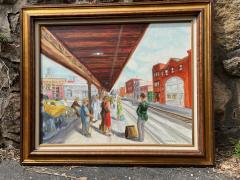 RETRO SCENE OF RAILROAD PLATFORM WPA STYLE PAINTING - 2474743