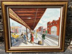 RETRO SCENE OF RAILROAD PLATFORM WPA STYLE PAINTING - 2474746