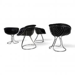 RIMA Set of 4 Pan Am dining chairs chrome leather by Gastone Rinaldi for RIMA 1970 - 4815342
