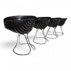 RIMA Set of 4 Pan Am dining chairs chrome leather by Gastone Rinaldi for RIMA 1970 - 4815346