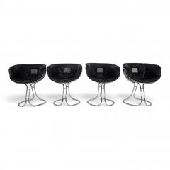 RIMA Set of 4 Pan Am dining chairs chrome leather by Gastone Rinaldi for RIMA 1970 - 4815348