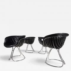 RIMA Set of 4 Pan Am dining chairs chrome leather by Gastone Rinaldi for RIMA 1970 - 4816318