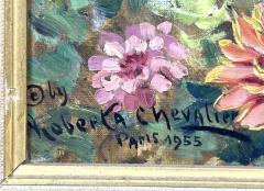 ROBERTA CHEVALIER MID CENTURY PARISIAN GIGI PORTRAIT IN LUSH GARDEN PAINTING SIGNED - 4471985