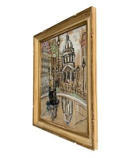 ROMANTIC MID CENTURY GOAUCHE ON PAPER OF PARIS CARREFOUR MEDICIS SIGNED - 4647955