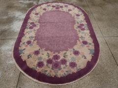 ROUND OVAL VINTAGE CHINESE ART DECO ACCENT RUG - 3046884