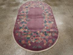 ROUND OVAL VINTAGE CHINESE ART DECO ACCENT RUG - 3046886