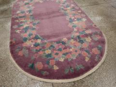 ROUND OVAL VINTAGE CHINESE ART DECO ACCENT RUG - 3046928