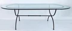 Race Track Oval Powder Coated Wrought Iron Dining Table with Thick Glass Top - 3507929