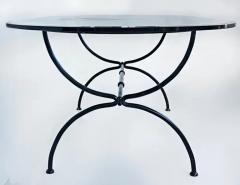 Race Track Oval Powder Coated Wrought Iron Dining Table with Thick Glass Top - 3507930