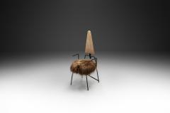 Rach Finazzi Geometric Dining Chair with Sheepskin Seat by Rach Finazzi Italy 1980s - 4740019