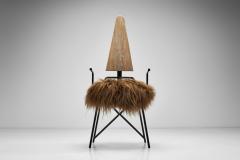 Rach Finazzi Geometric Dining Chair with Sheepskin Seat by Rach Finazzi Italy 1980s - 4740201