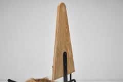 Rach Finazzi Geometric Dining Chair with Sheepskin Seat by Rach Finazzi Italy 1980s - 4740203
